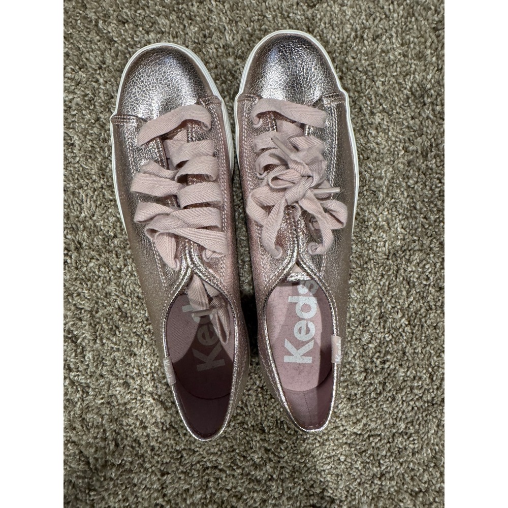 Keds Kickstart Rose Gold Metallic Sneakers Womens Low Top Lace Up Pink Shoes